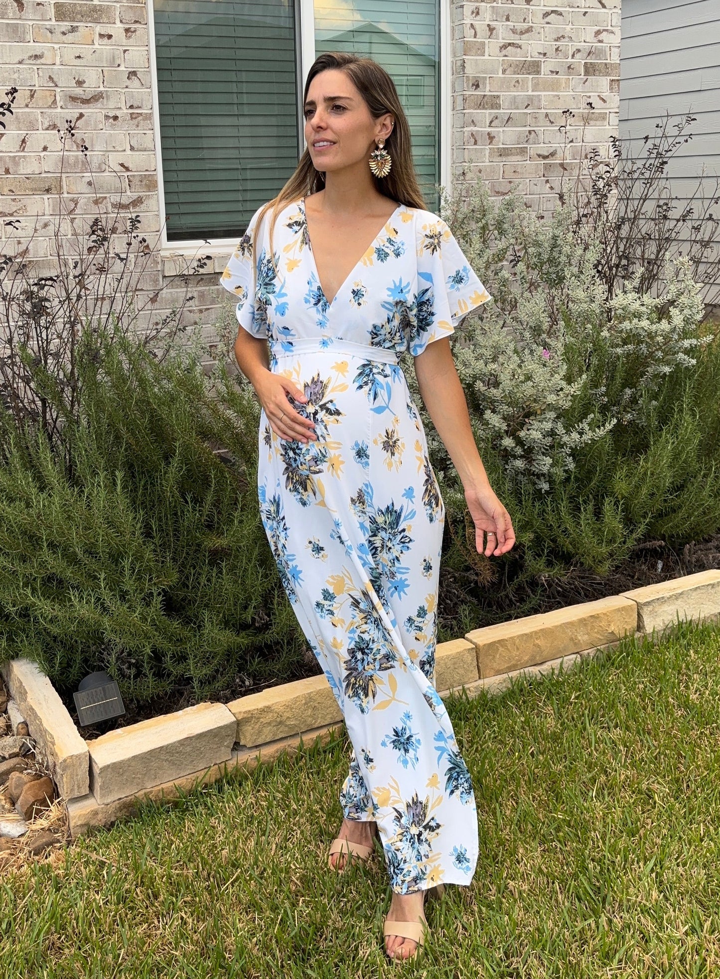 Vestido de maternidad, Love florecitas amarilla con azul CH a XG