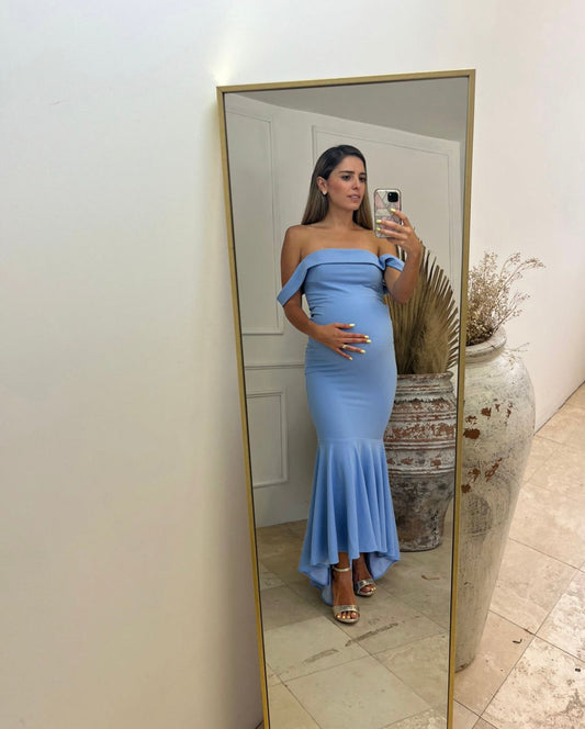 Vestido de maternidad Renata, azul cielo CH, M y XG