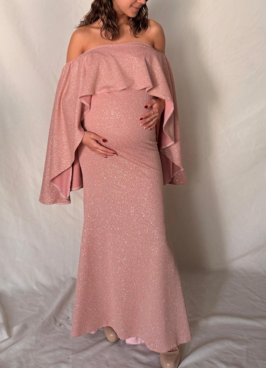 Vestido de maternidad Amparo, rosa brilloso licra