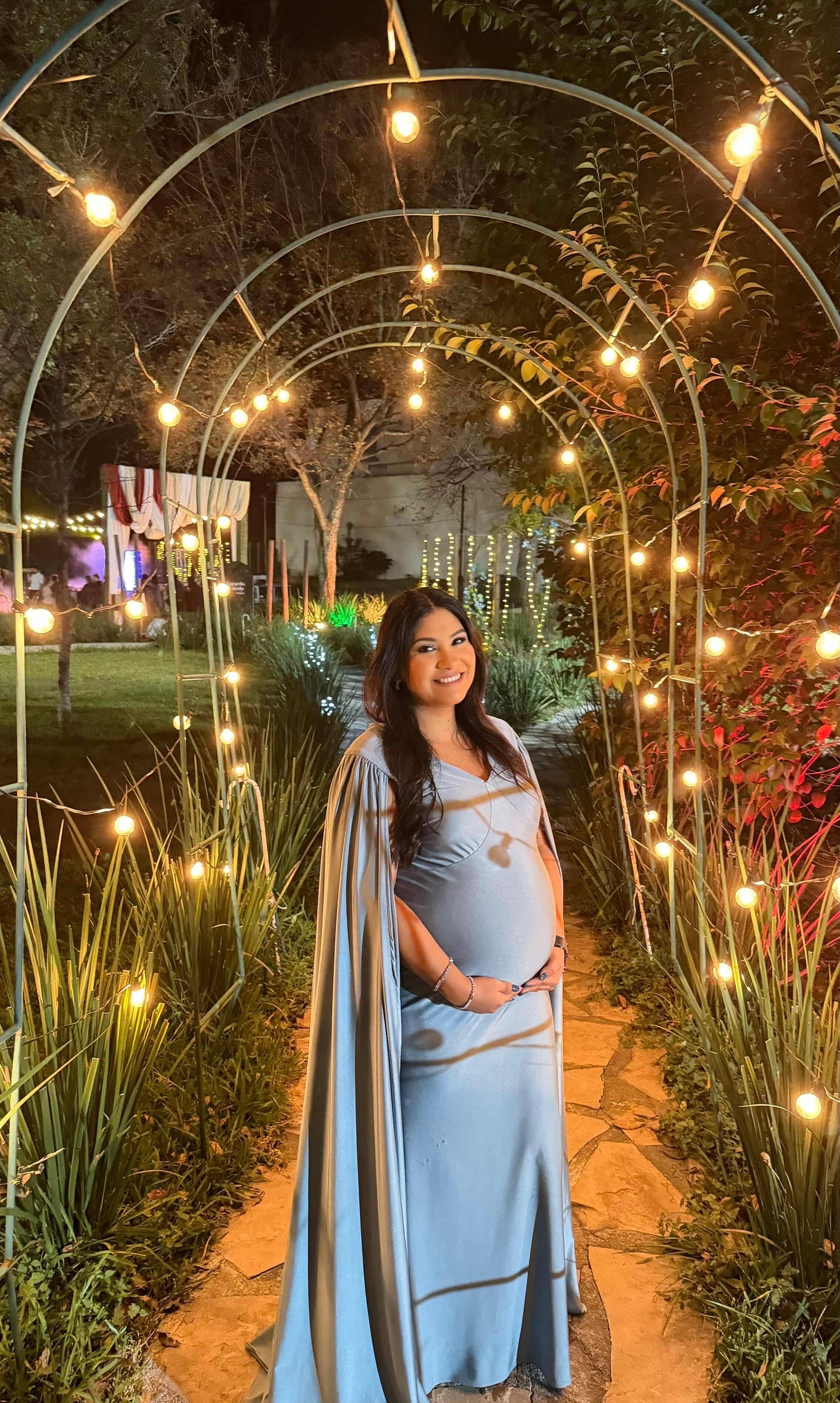 Vestido de maternidad Eliana, azul polvo licra