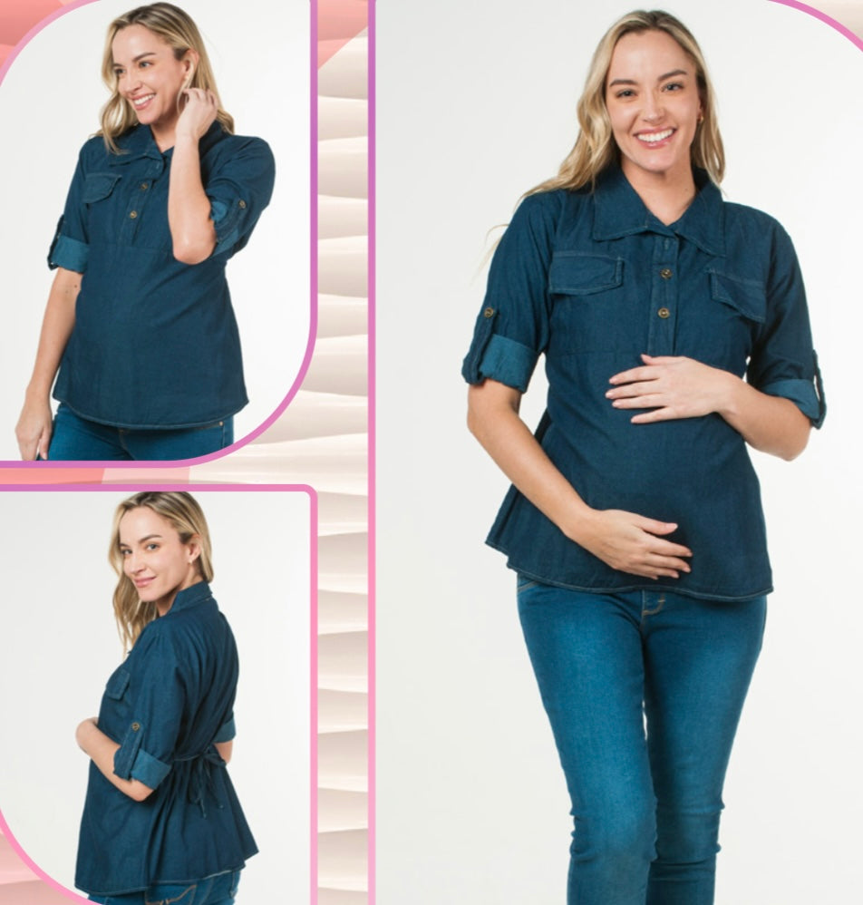 Blusa de maternidad, mezclilla Unitalla