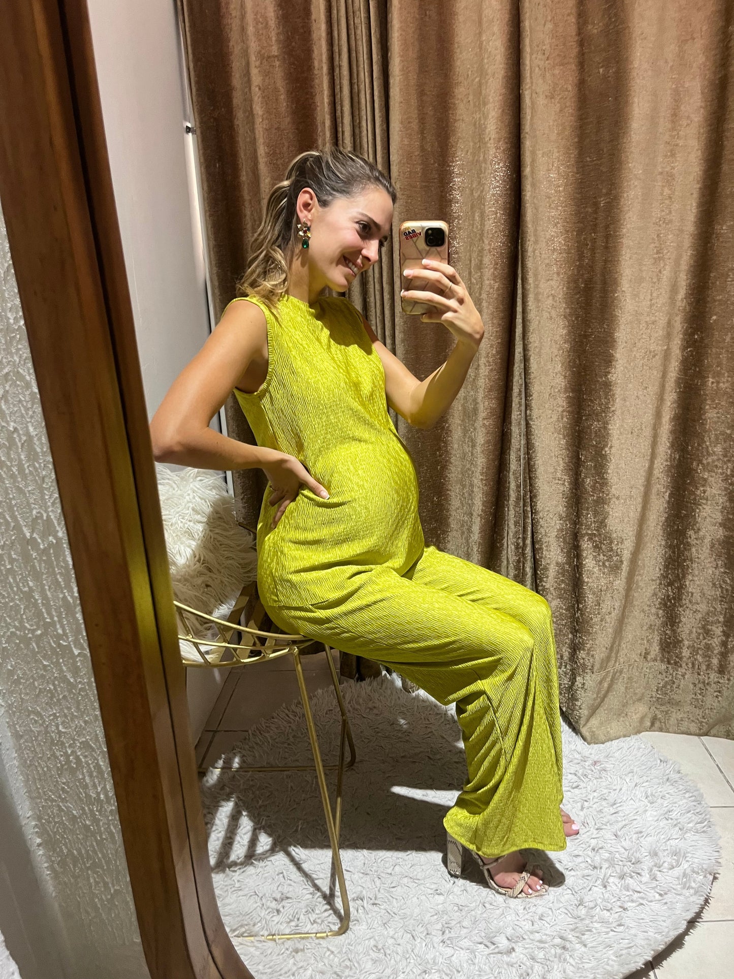 Conjunto de maternidad Mayte, verde intenso corrugado CH