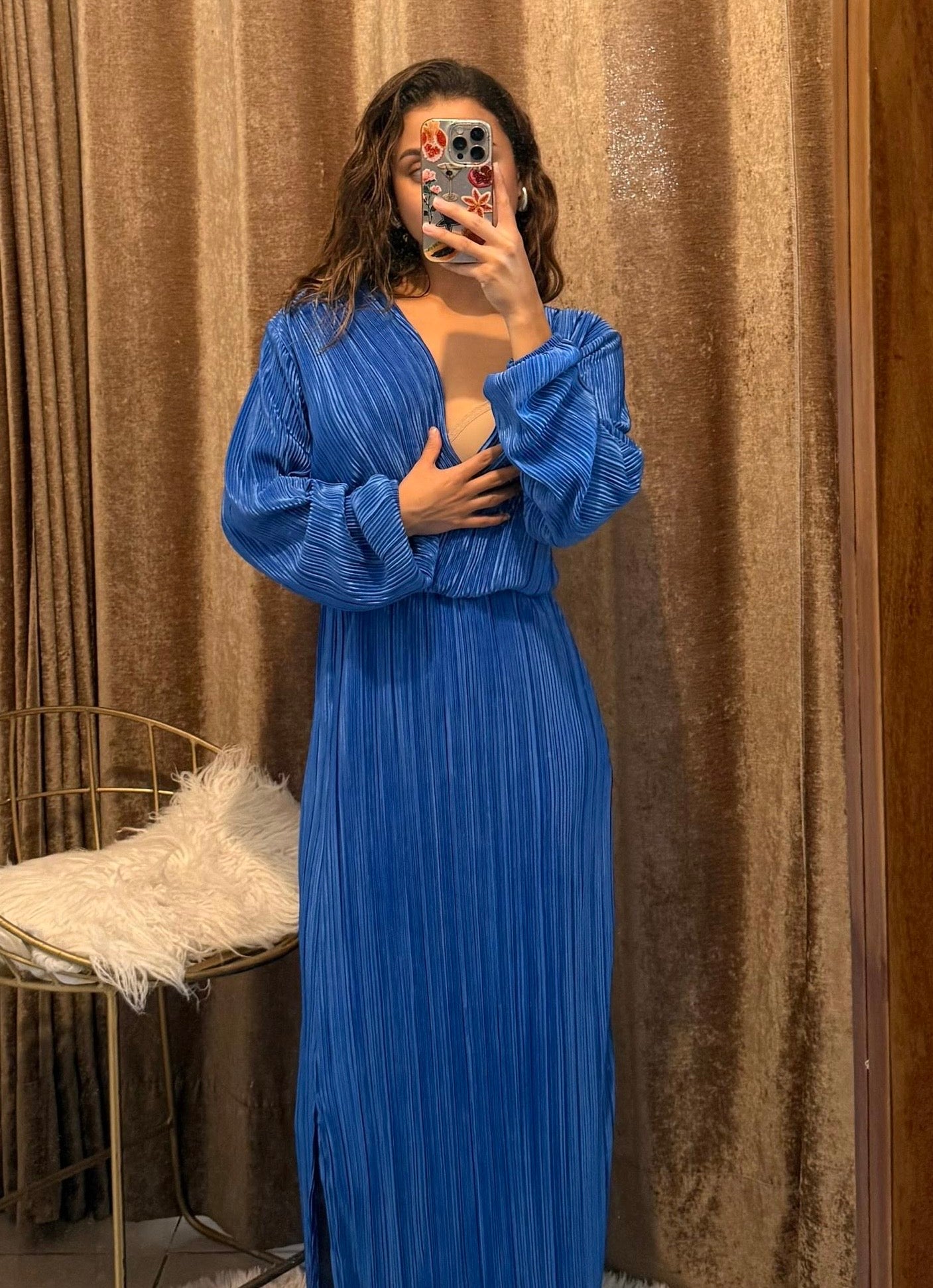 Vestido de lactancia, Zara/Love azul corrugado