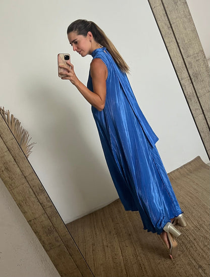 Vestido de maternidad Sonia, azul rayas