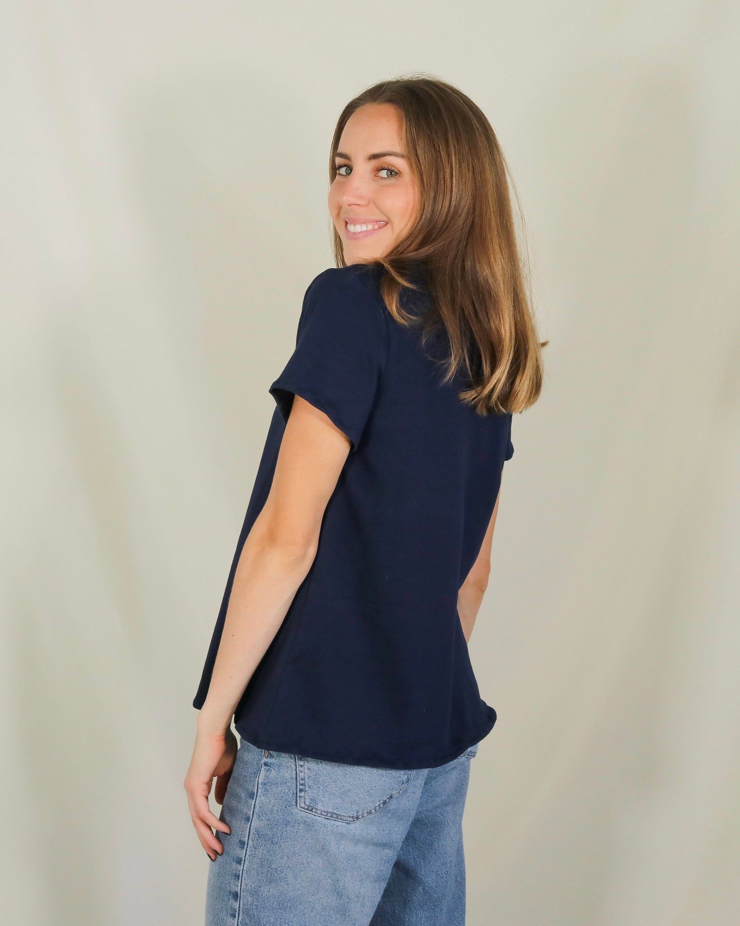 Blusa de Lactancia, Diana Azul marino algodón
