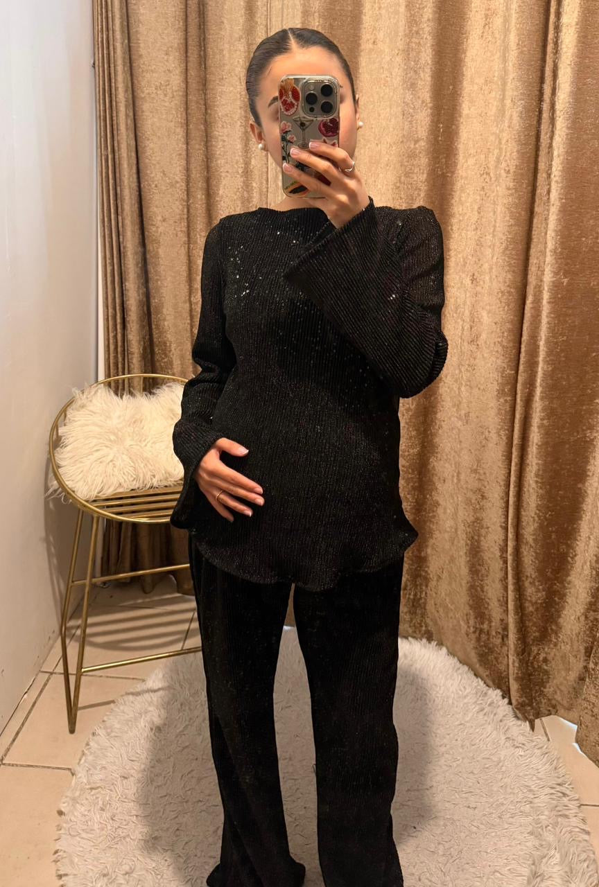 Conjunto de maternidad Mayte, negro lentejuelas CH