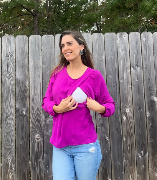 Blusa de lactancia Daniela, mulberry CH, G, XG y XXG