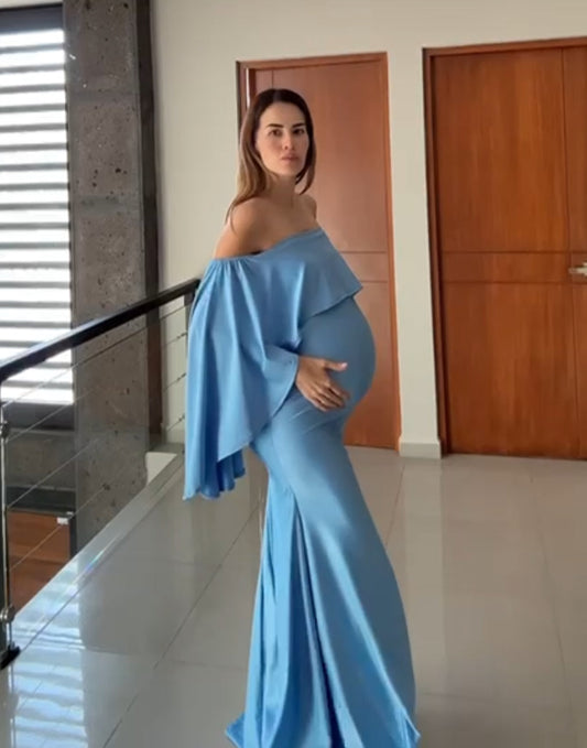 Vestido de maternidad Amparo, Azul brilloso