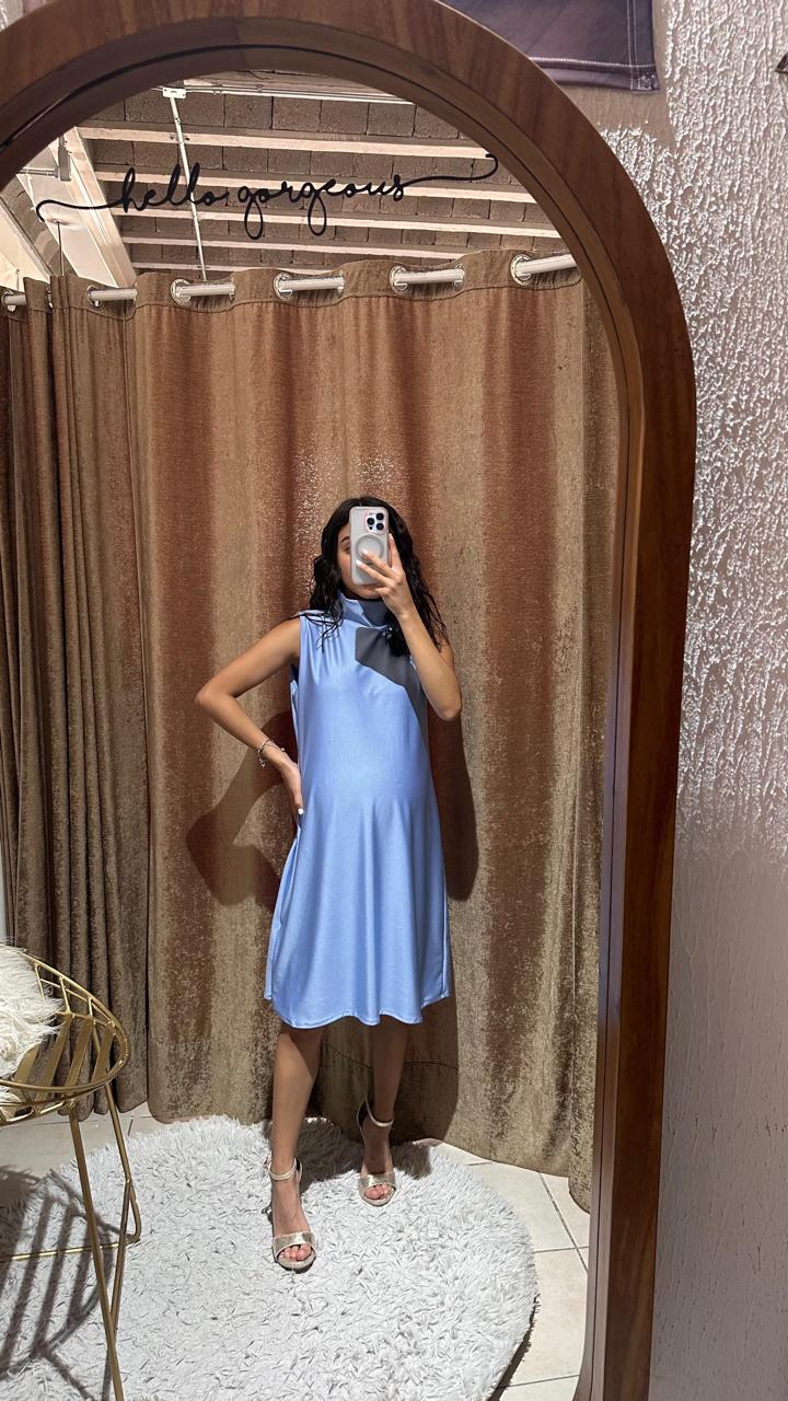 Miranda cuello tortuga azul licra brilloso