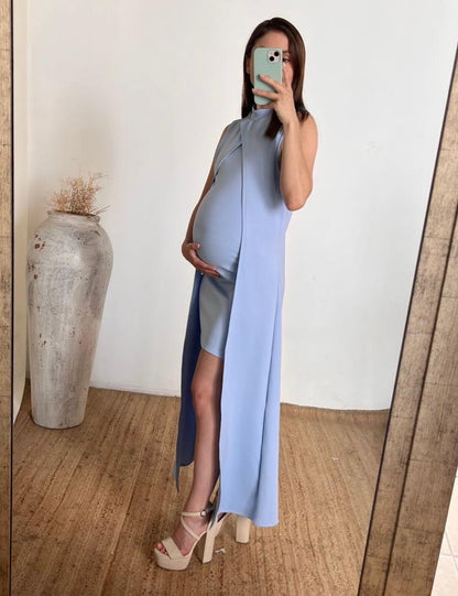 Vestido Elena de maternidad azul cielo neopreno