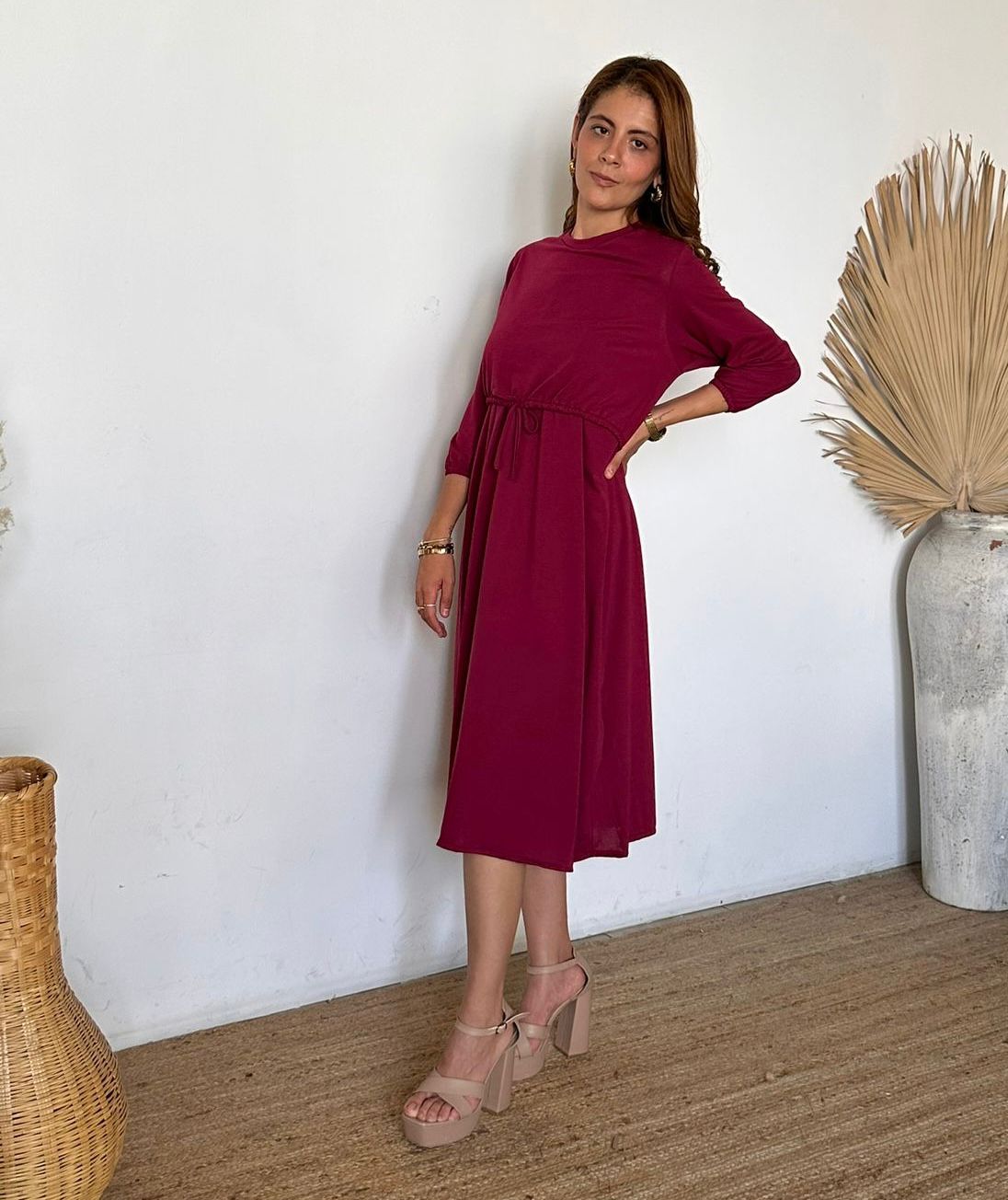 Vestido maternidad y lactancia, Hanna vino algodón largo