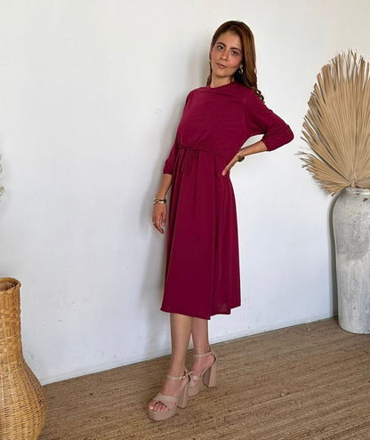 Vestido maternidad y lactancia, Hanna vino algodón largo