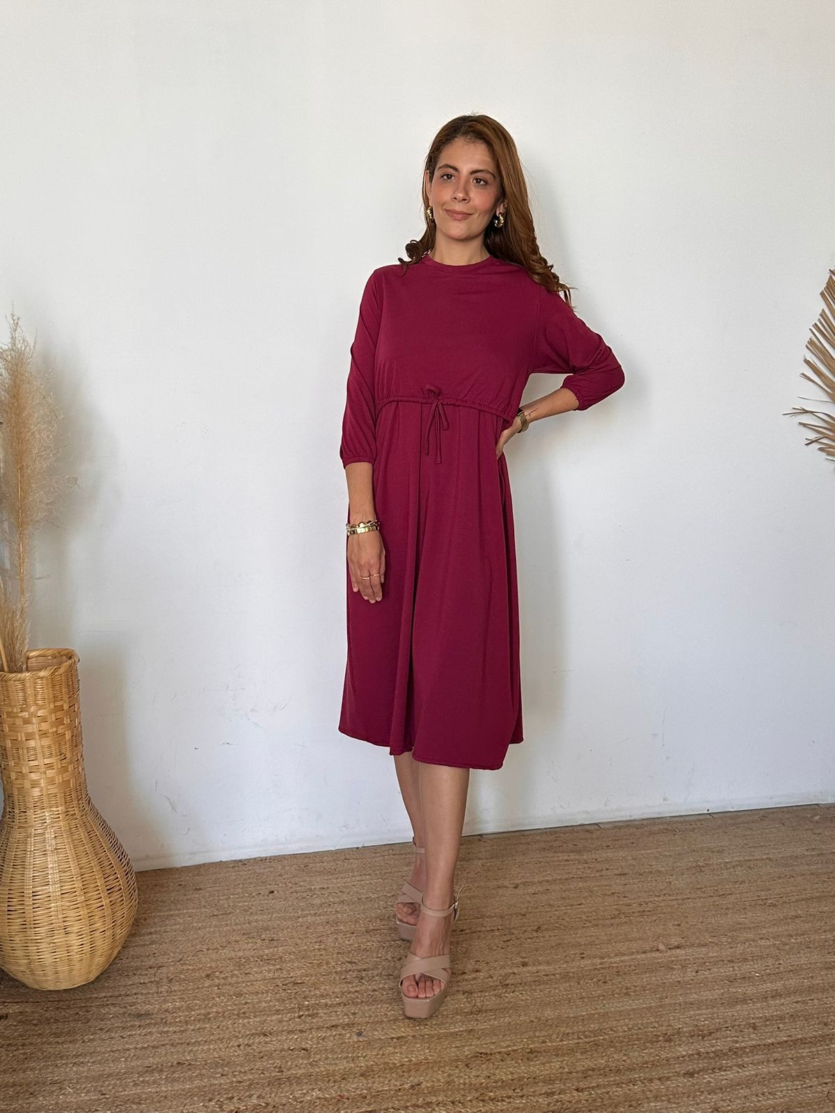 Vestido maternidad y lactancia, Hanna vino algodón largo