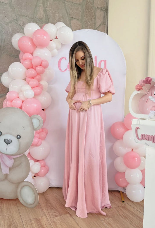 Vestido de maternidad Paula, rosa peonia