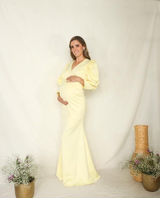 Vestido de maternidad Yuridia, amarillo pastel
