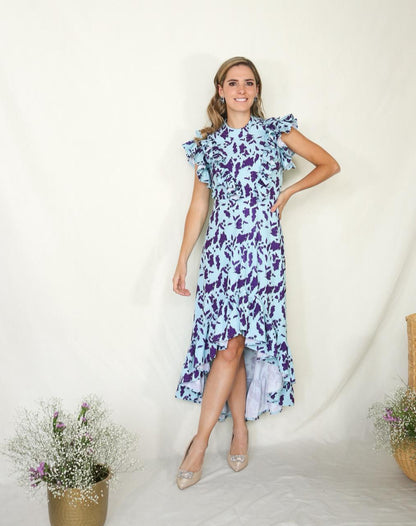 Vestido de lactancia, Miren aqua flores moradas