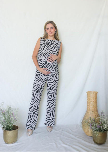 Conjunto de maternidad Mayte, b&n corrugado CH