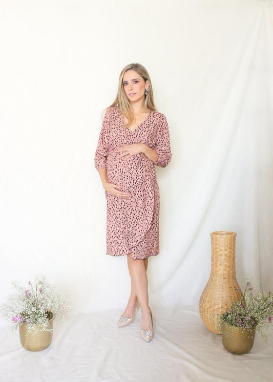 Vestido de maternidad Natalia midi dots manga 3/4 CH