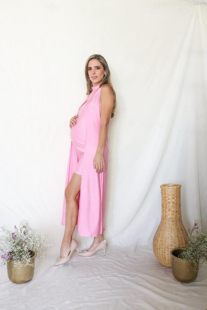 Vestido Elena de maternidad rosa intenso licra