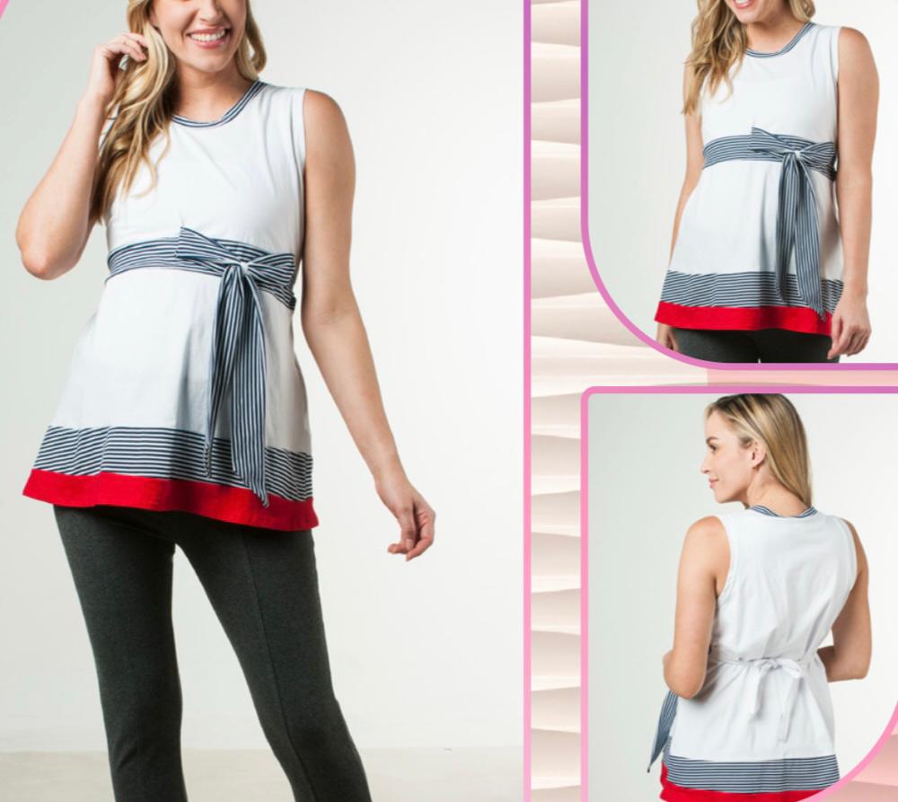 Blusa de maternidad sin mangas, con moño