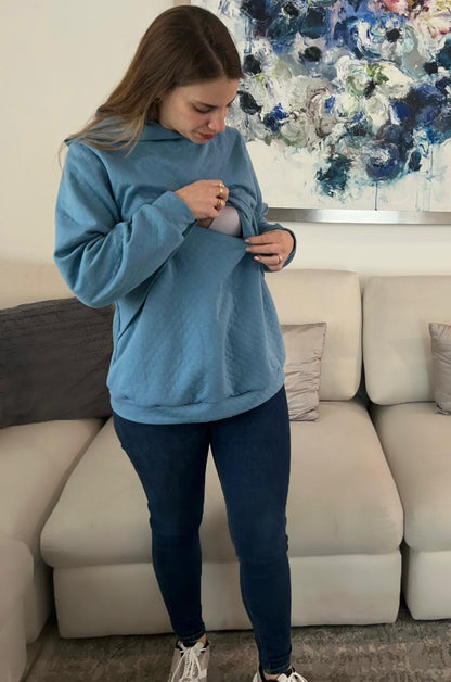 Sudadera de lactancia, gloria azul rombos M