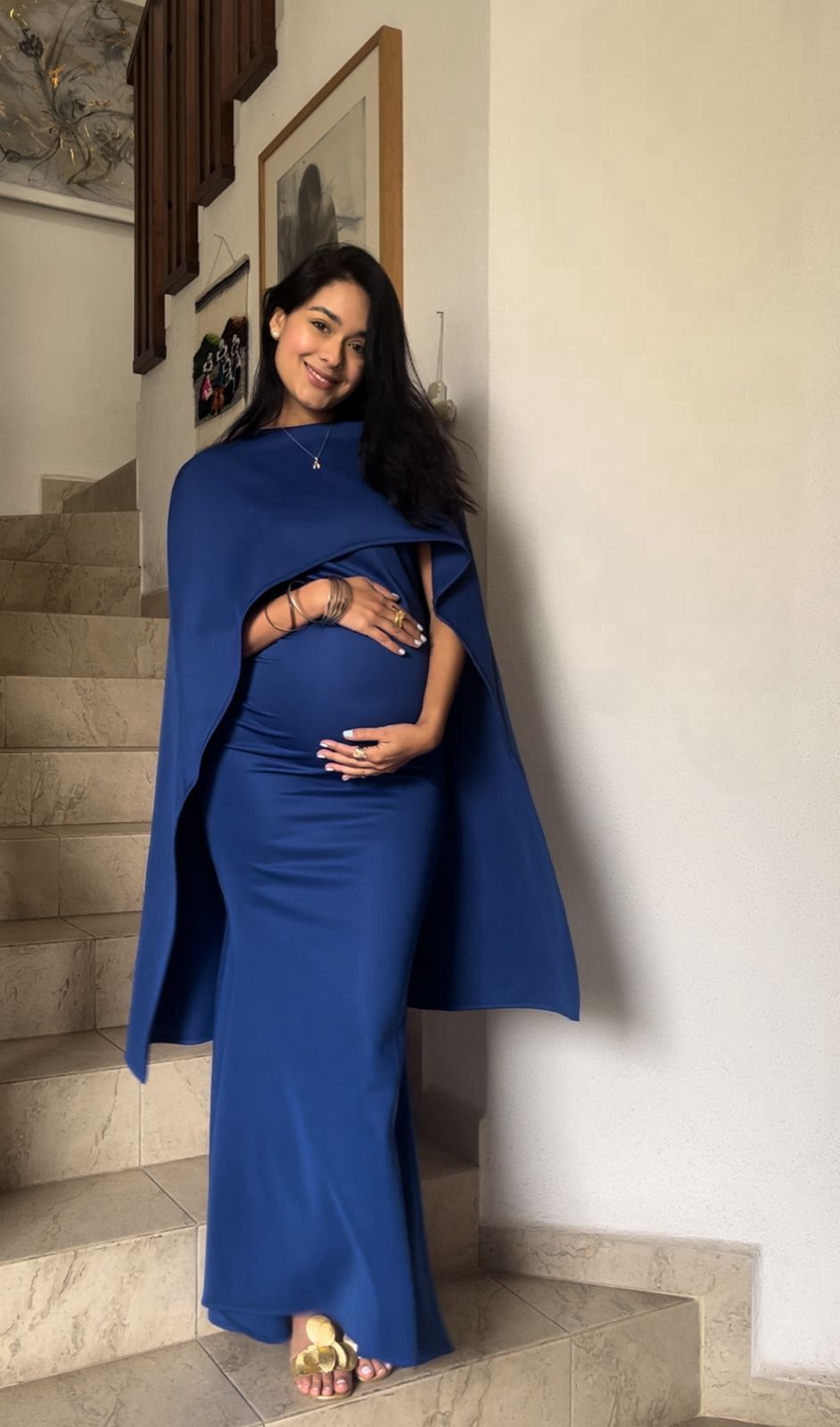 Vestido de maternidad Aline, azul imperial neopreno