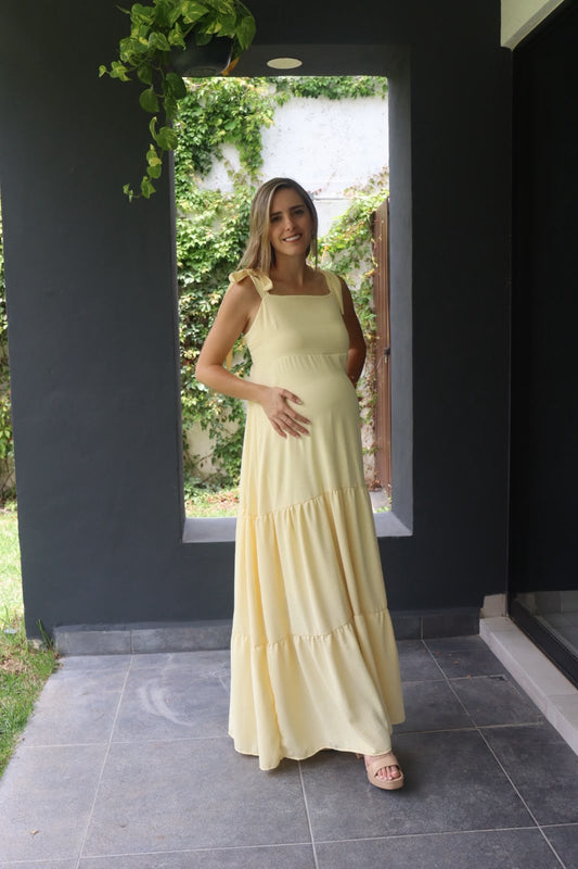 Vestido de maternidad Dalia con tirantes amarillo