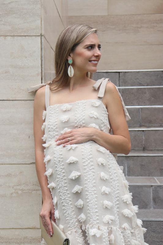Vestido de maternidad Dalia con tirantes pompones