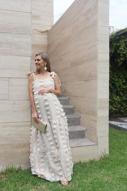 Vestido de maternidad Dalia con tirantes pompones