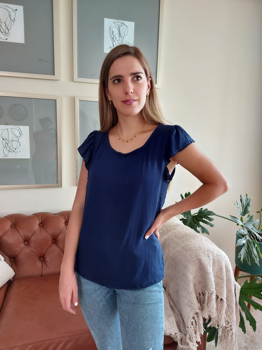 Blusa lactancia Andy, azul marina M y XG