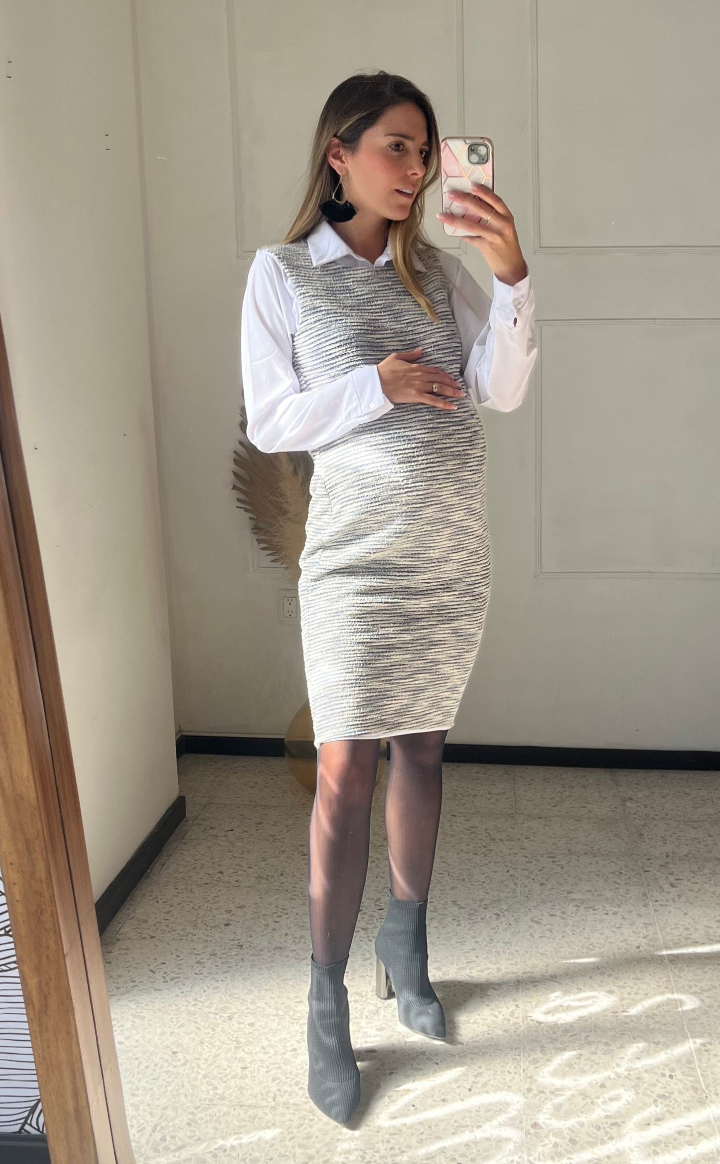 Vestido/sweater de maternidad, tweed outfit M