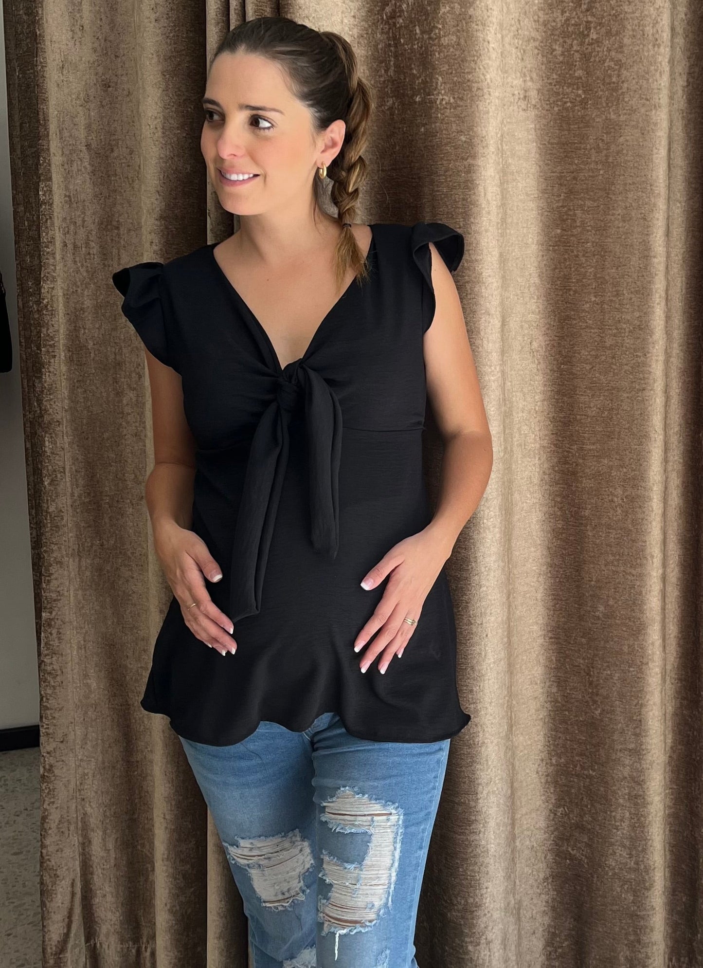 Blusa de maternidad y lactancia Brescia negra